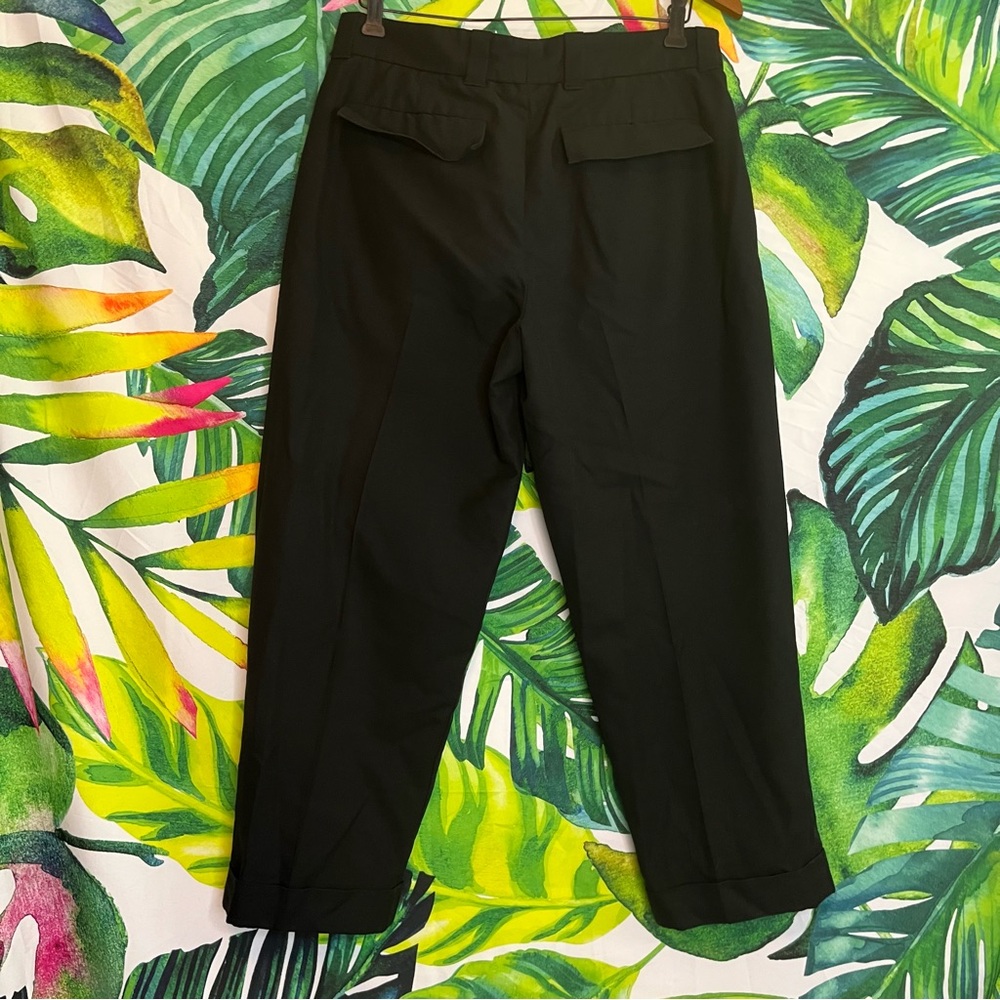 All Saints 30 Black Pleated Crop Wide Leg Taper Fit Office Preppy City Pants - Picture 2 of 11